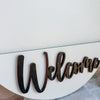 14.5 inch round welcome sign backer for interchangeable inserts. Premium wood, swap designs all year long.