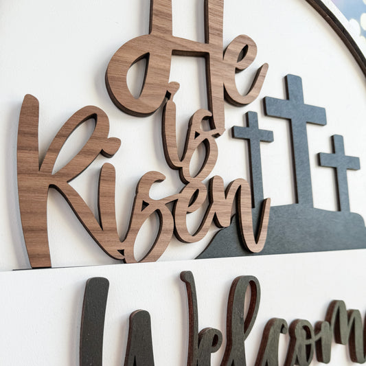 Add On He is Risen Theme for Interchangeable Round Signs