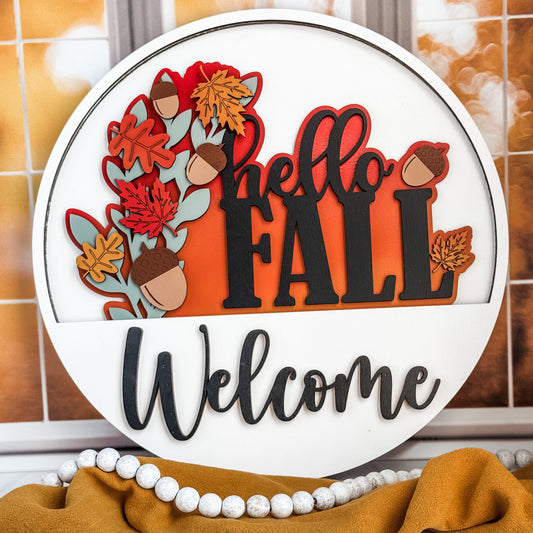 Add On Happy Fall Theme for Interchangeable Round Signs