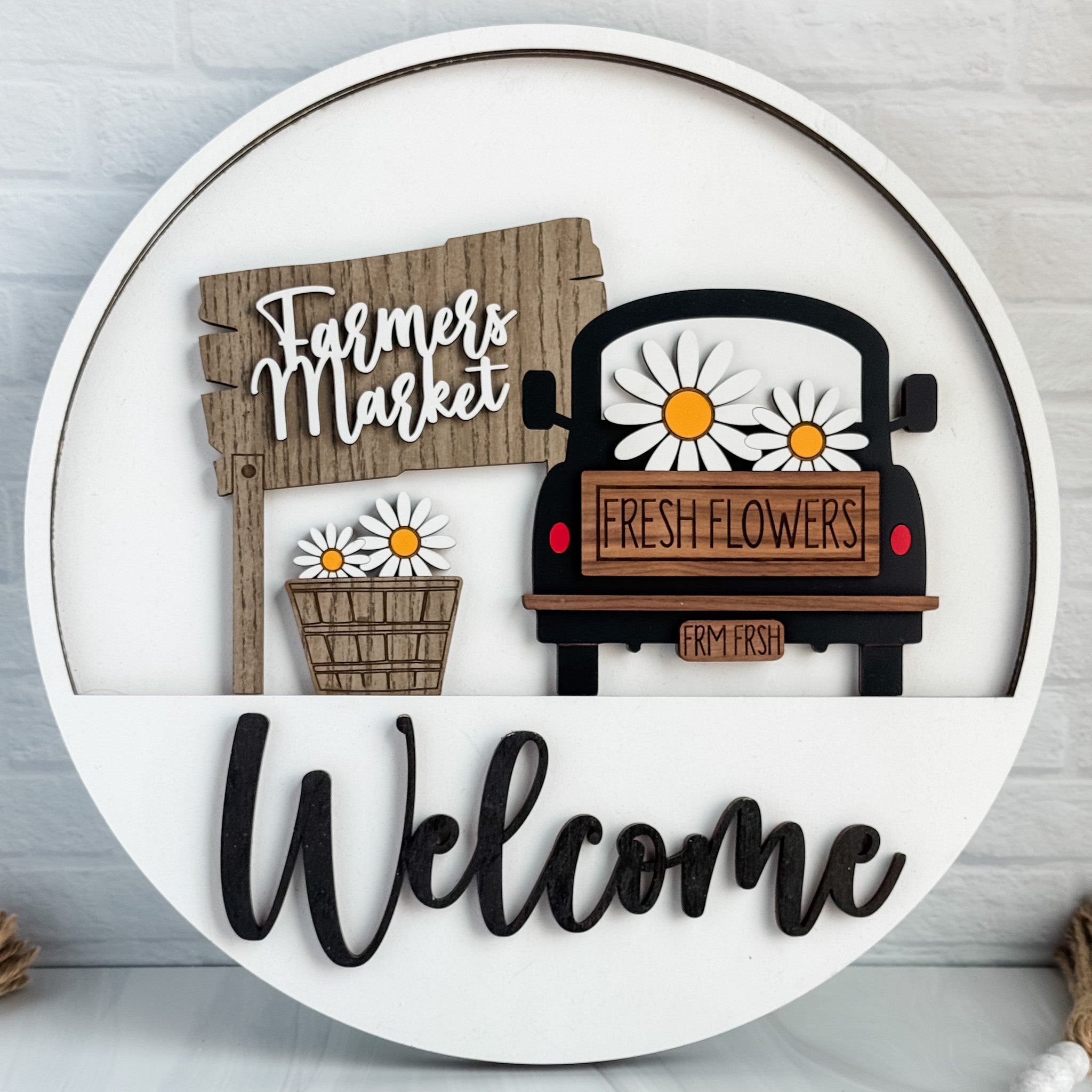 Add On Farm Truck Daisies Theme for Interchangeable Round Signs ...