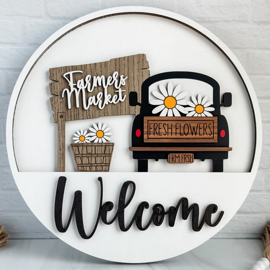 Add On Farm Truck Daisies Theme for Interchangeable Round Signs