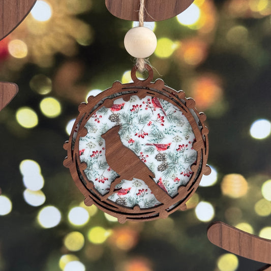 Christmas Cardinal w/ Pattern Backer Ornament