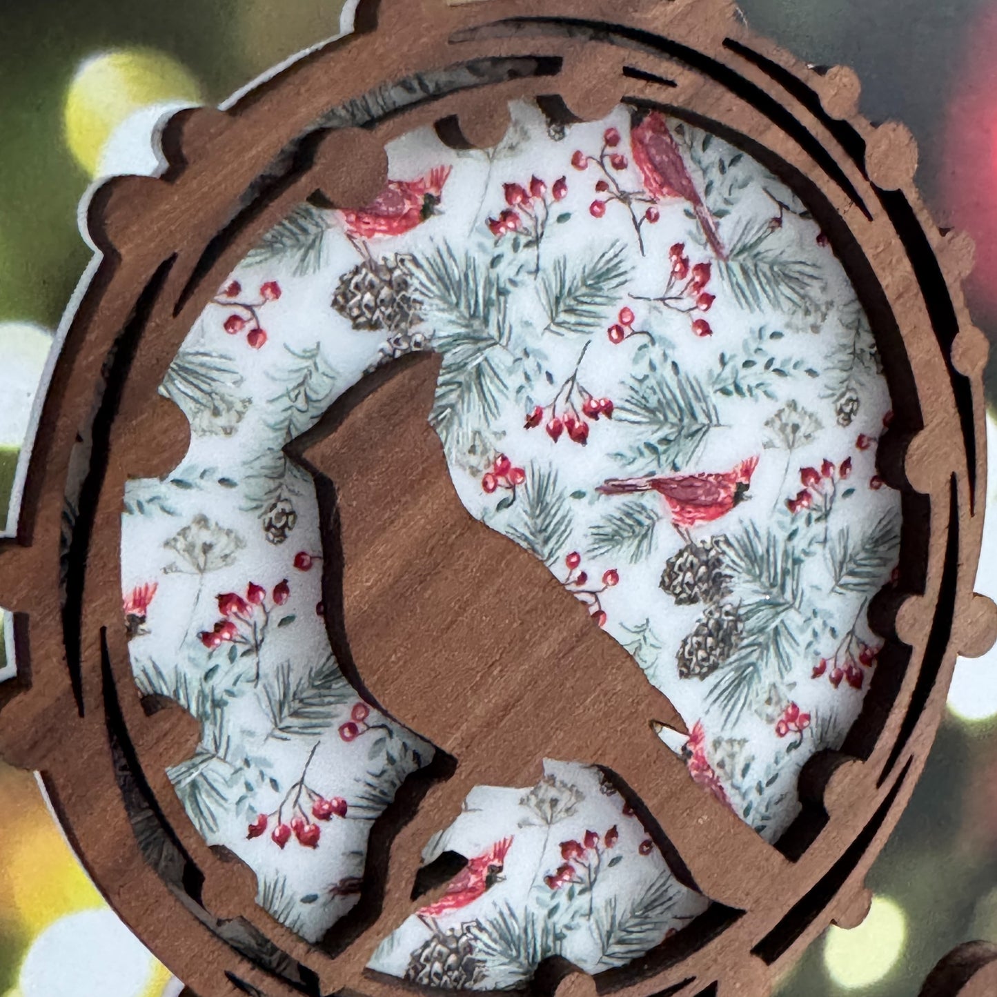 Christmas Cardinal w/ Pattern Backer Ornament