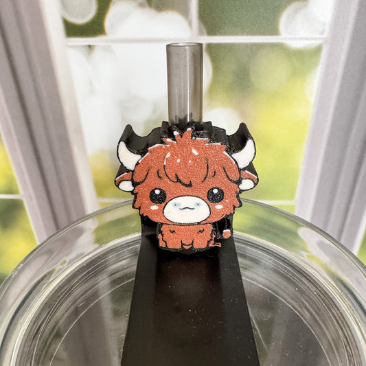 Highland Cow Straw Topper